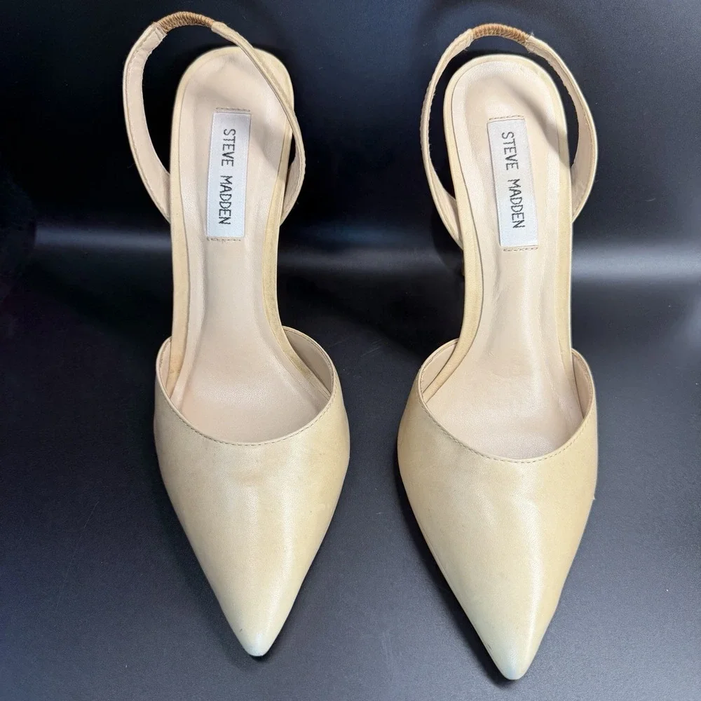 Steve Madden tan pointed slingback heels SIze 8.5‎